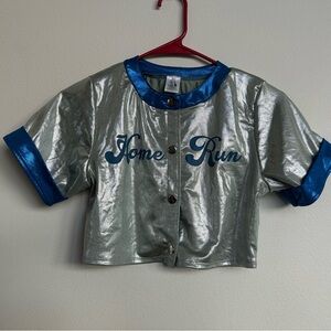 Fashion Nova Silver and Blue Crop Top